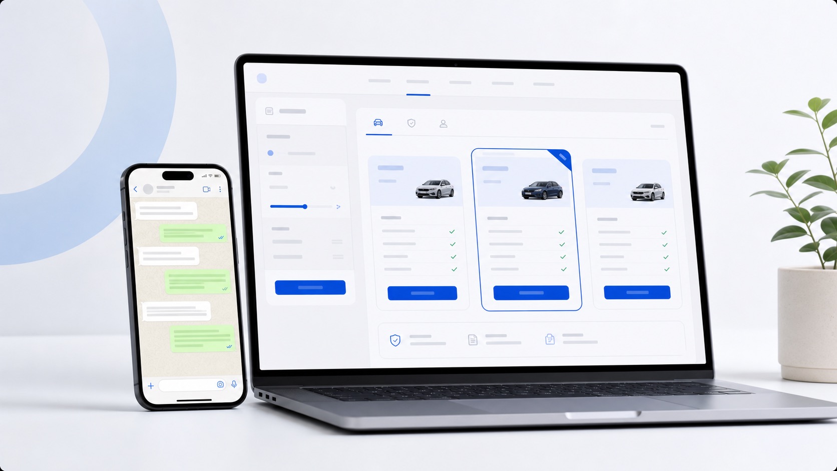 ABC Polise WhatsApp chat and web app mockup