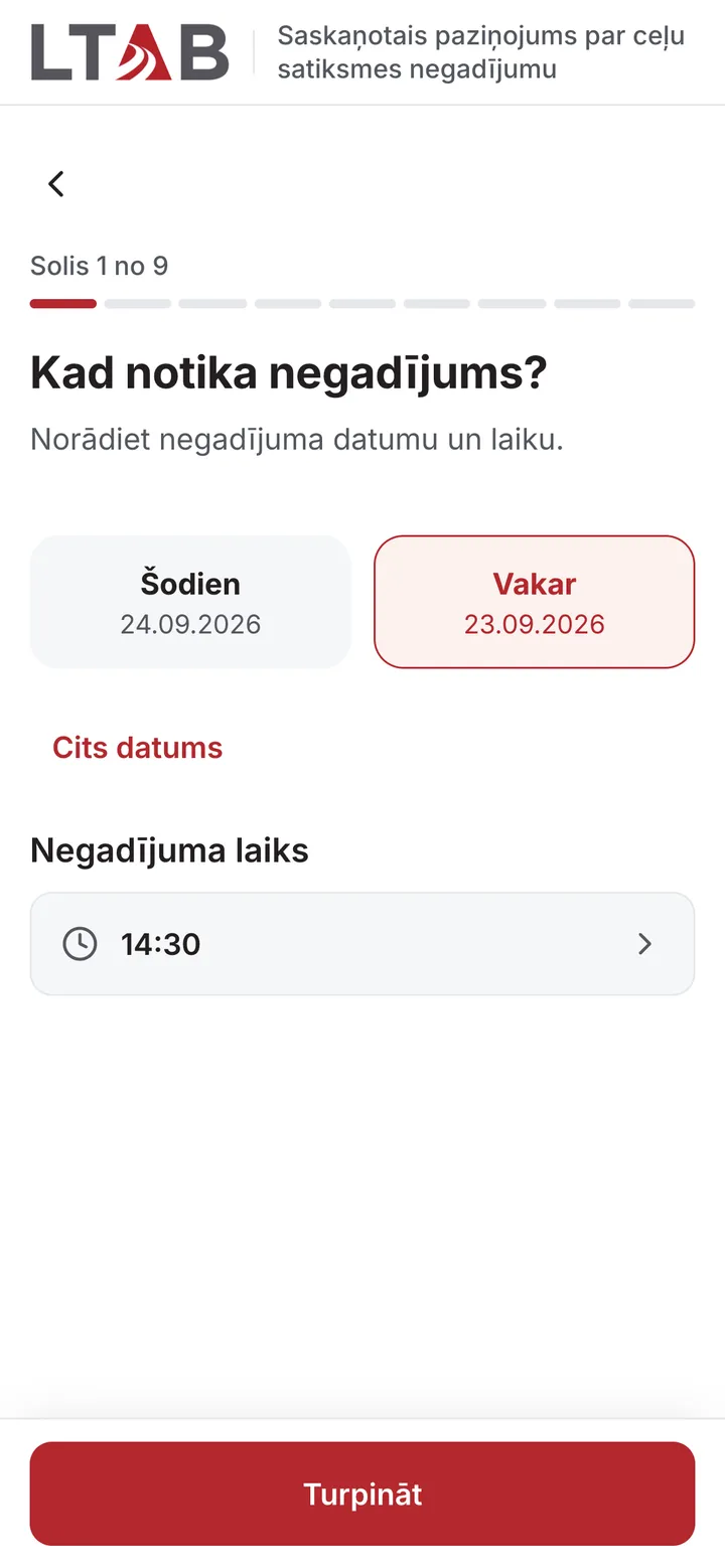 Solis 1 no 9: negadījuma datums un laiks