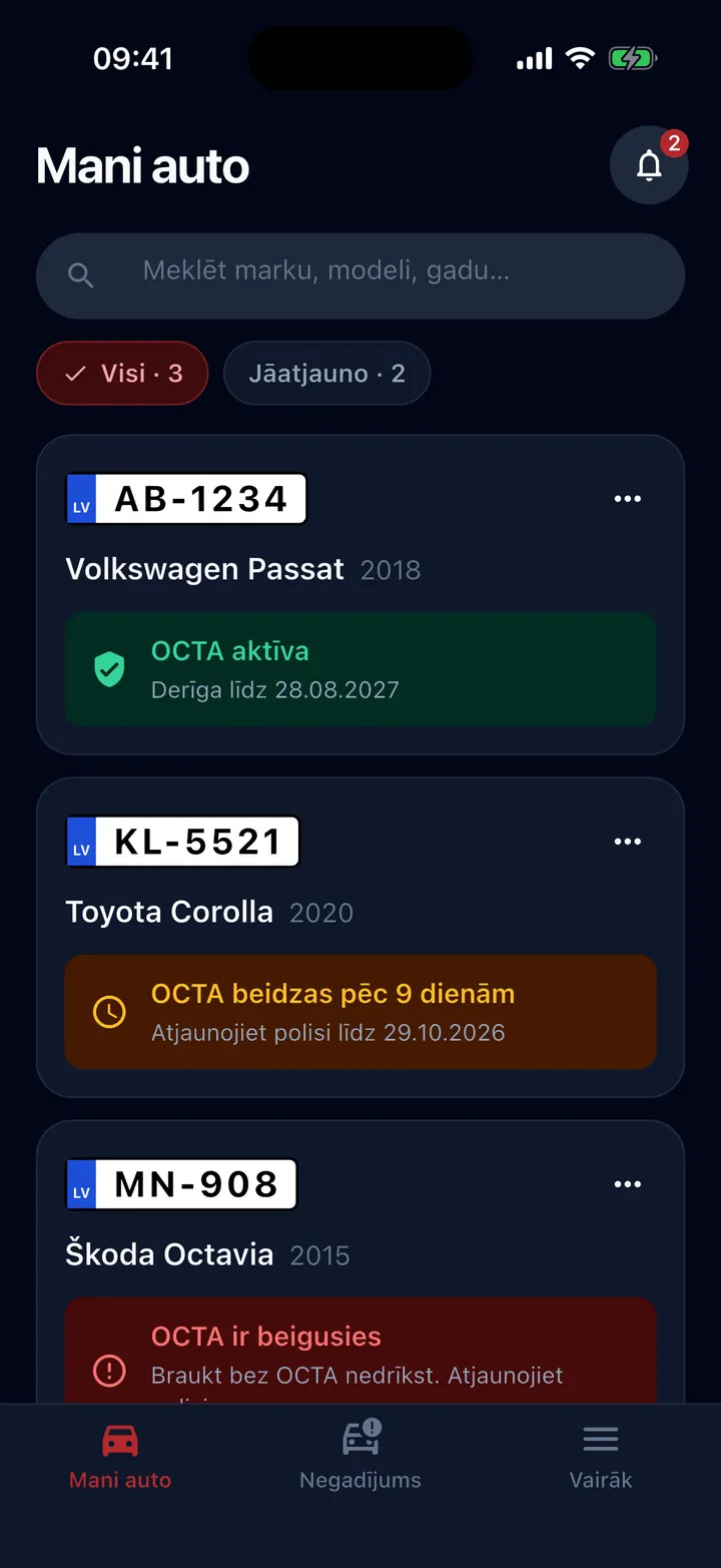 Mani auto tumšajā režīmā